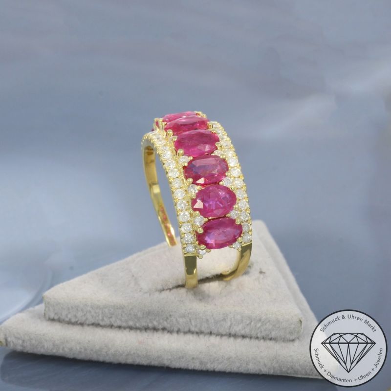 Wert 4650 € Brillant Rubin Ring 750er/18 Karat Gelb Gold Größe 56 – 99679