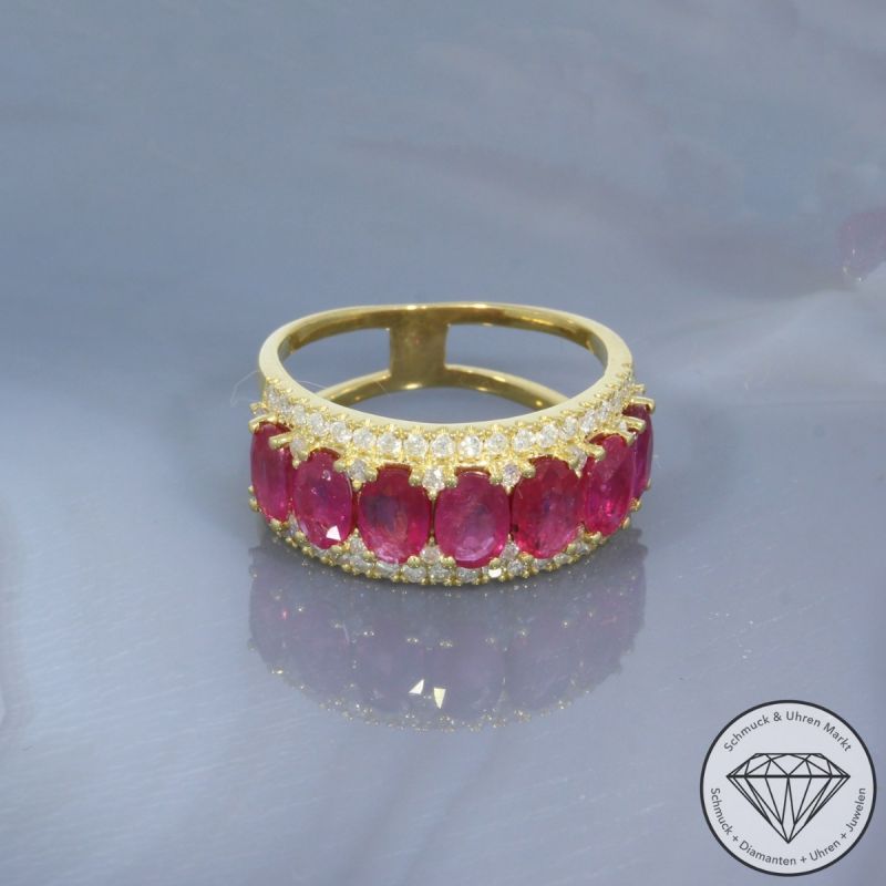 Wert 4650 € Brillant Rubin Ring 750er/18 Karat Gelb Gold Größe 56 – 99679
