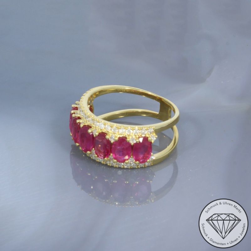 Wert 4650 € Brillant Rubin Ring 750er/18 Karat Gelb Gold Größe 56 – 99679