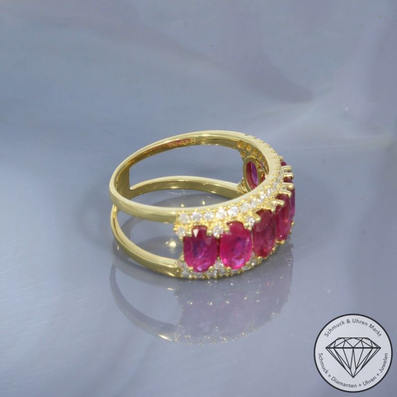 Wert 4650 € Brillant Rubin Ring 750er/18 Karat Gelb Gold Größe 56 – 99679