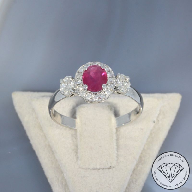 Wert 1990 € Brillant Diamant Rubin Ring in 750er 18 K Weißgold - 99682