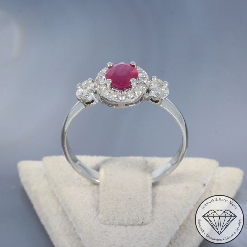 Wert 1990 € Brillant Diamant Rubin Ring in 750er 18 K Weißgold - 99682