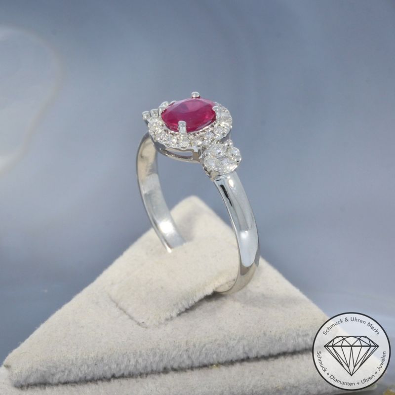 Wert 1990 € Brillant Diamant Rubin Ring in 750er 18 K Weißgold - 99682
