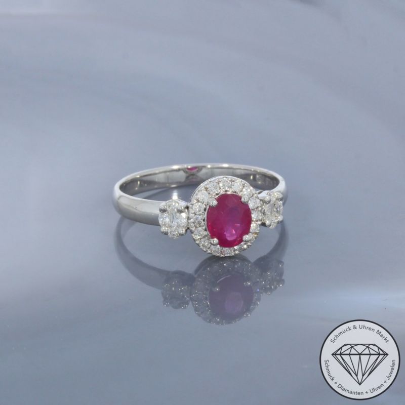 Wert 1990 € Brillant Diamant Rubin Ring in 750er 18 K Weißgold - 99682