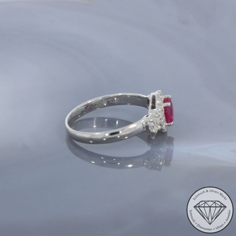 Wert 1990 € Brillant Diamant Rubin Ring in 750er 18 K Weißgold - 99682