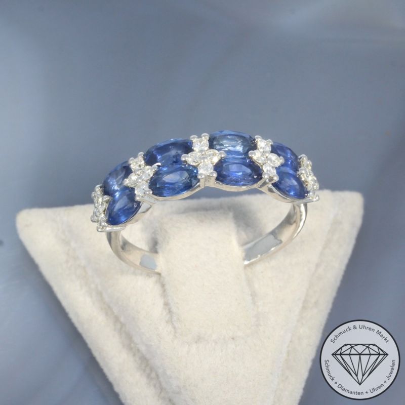 Wert 2490 € Brillant Saphir Ring in 750er 18 K Weißgold - 99685