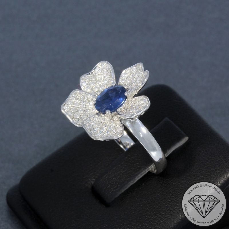 Wert 3790 € Brillant Saphir Ring in 750er 18 K Weißgold - 99687
