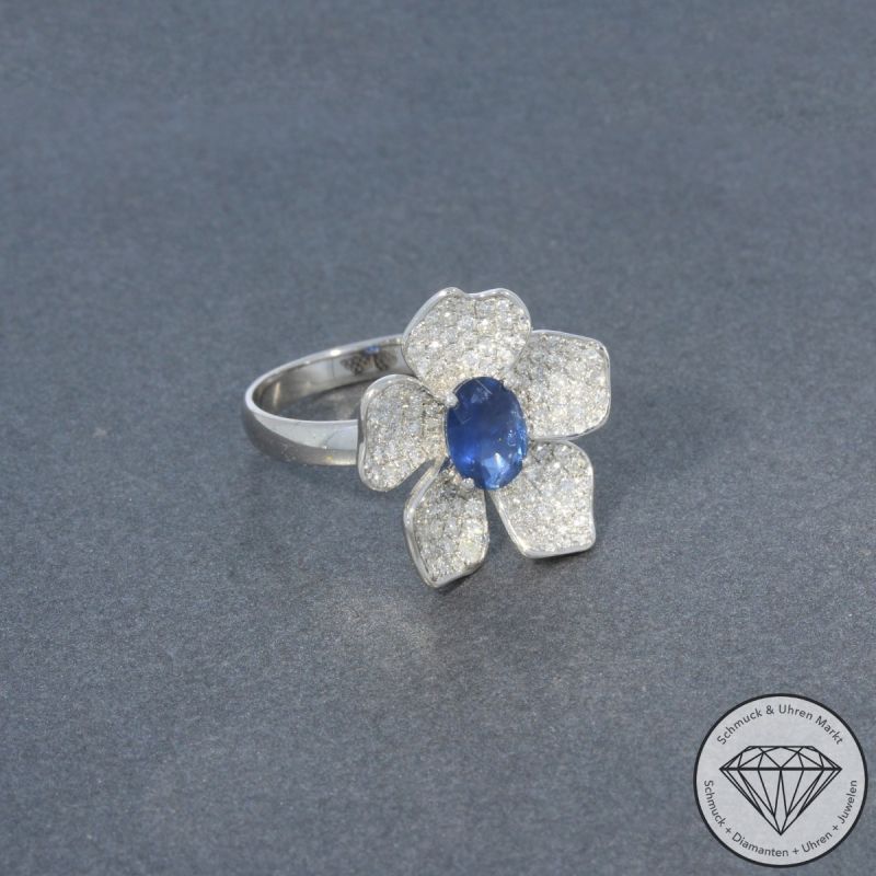 Wert 3790 € Brillant Saphir Ring in 750er 18 K Weißgold - 99687