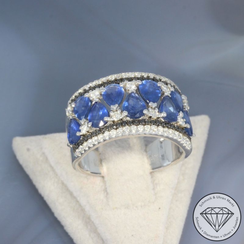 Wert 4350 € Brillant Saphir Ring in 750er 18 K Weißgold - 99690