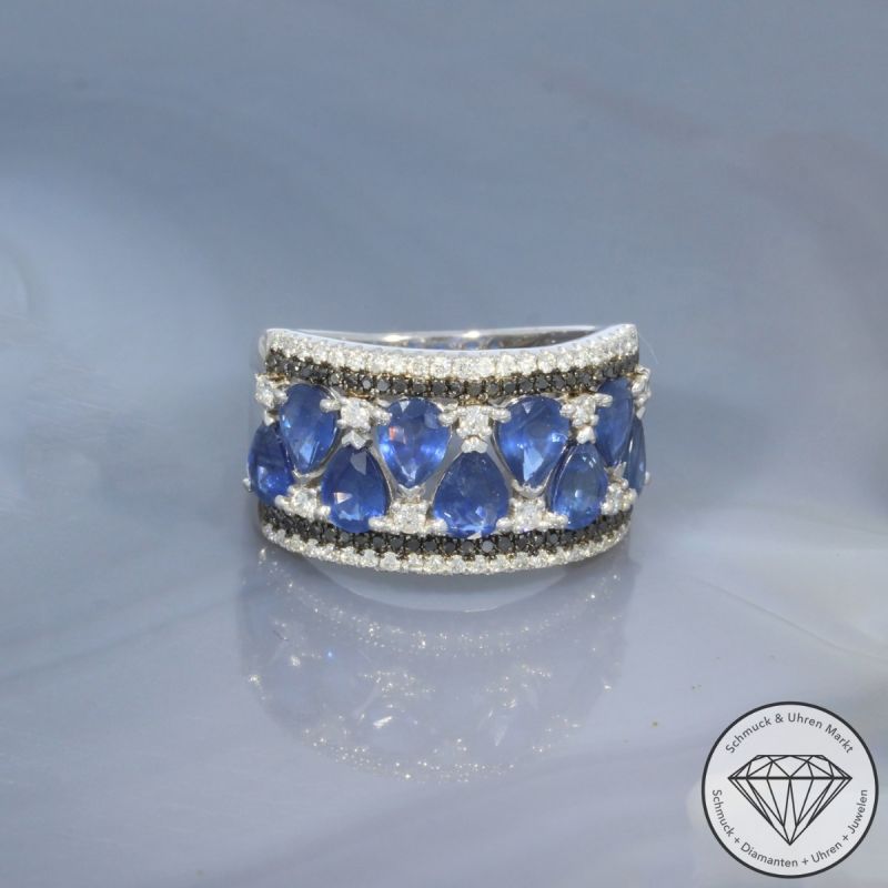 Wert 4350 € Brillant Saphir Ring in 750er 18 K Weißgold - 99690