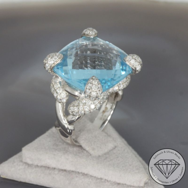 Wert 5690 € Brillant Topas Ring in 750er 18 K Weißgold - 99698