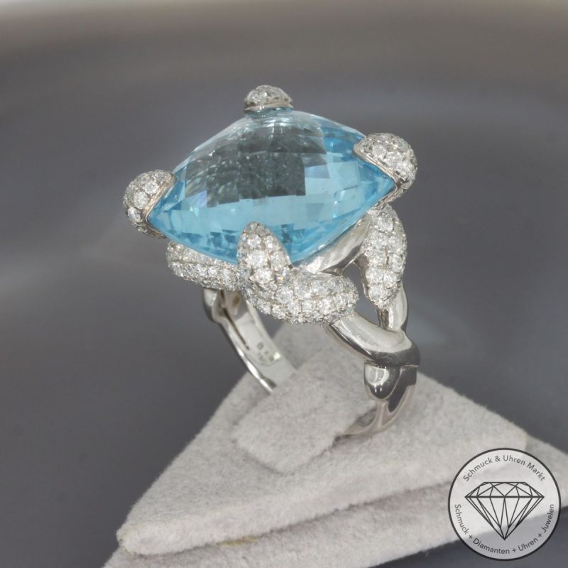 Wert 5690 € Brillant Topas Ring in 750er 18 K Weißgold - 99698