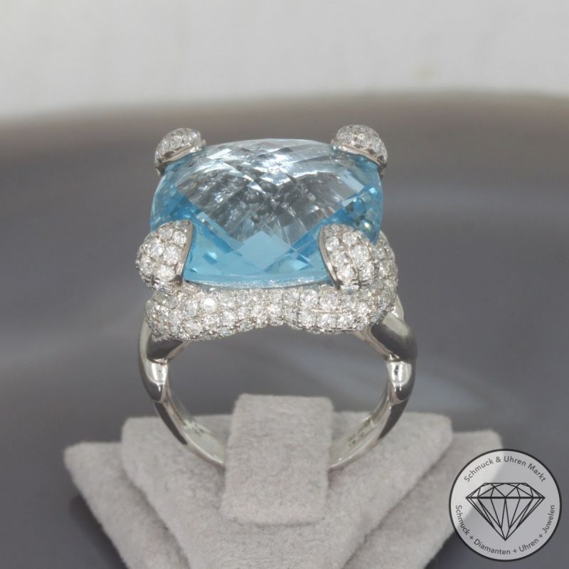 Wert 5690 € Brillant Topas Ring in 750er 18 K Weißgold - 99698