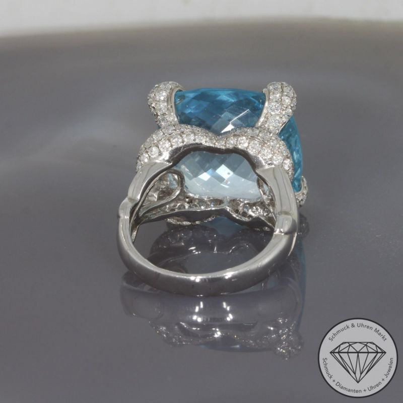 Wert 5690 € Brillant Topas Ring in 750er 18 K Weißgold - 99698