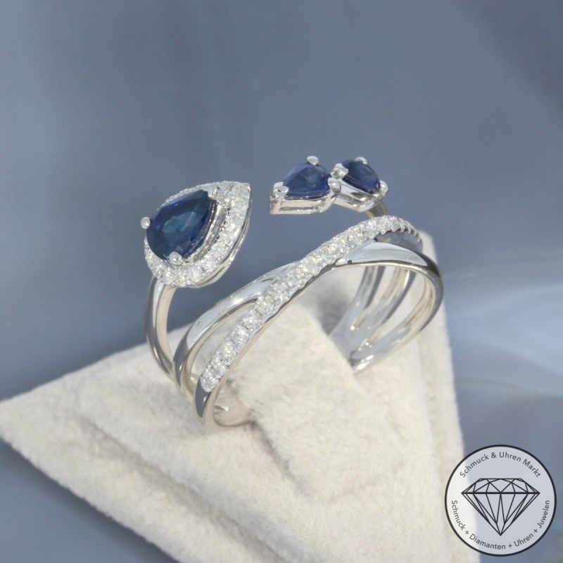 Wert 2900 € Brillant Saphir Ring in 750er 18 K Weißgold - 99708