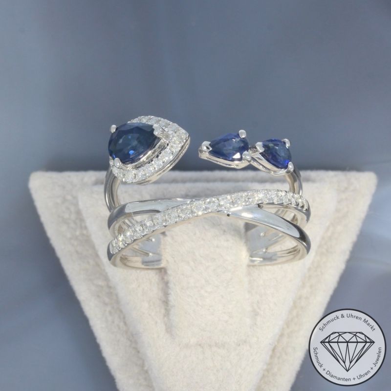 Wert 2900 € Brillant Saphir Ring in 750er 18 K Weißgold - 99708