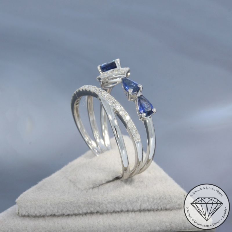 Wert 2900 € Brillant Saphir Ring in 750er 18 K Weißgold - 99708