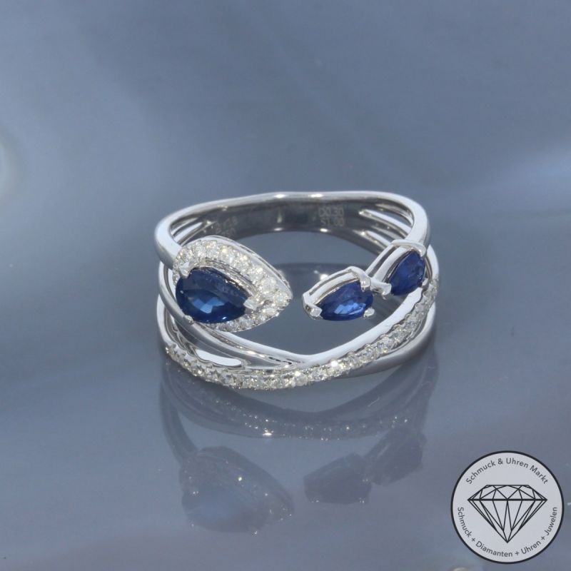 Wert 2900 € Brillant Saphir Ring in 750er 18 K Weißgold - 99708