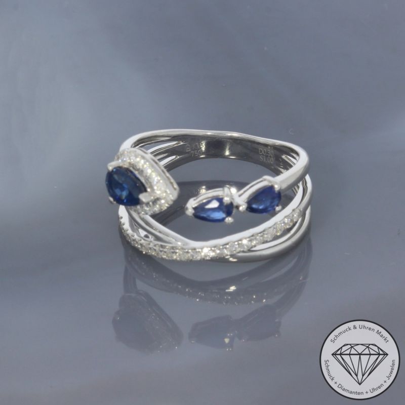 Wert 2900 € Brillant Saphir Ring in 750er 18 K Weißgold - 99708