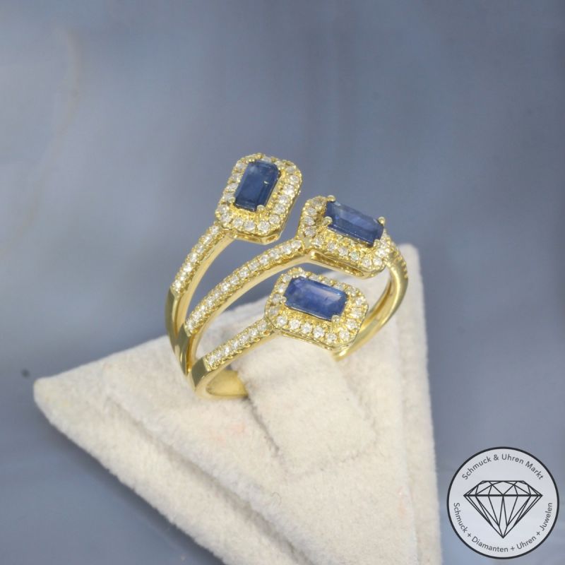 Wert 2850 € Brillant Saphir Ring in 750er 18 K Gelbgold - 99712