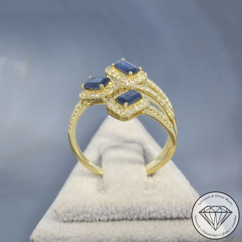 Wert 2850 € Brillant Saphir Ring in 750er 18 K Gelbgold - 99712
