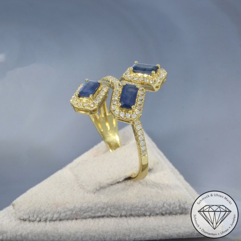 Wert 2850 € Brillant Saphir Ring in 750er 18 K Gelbgold - 99712