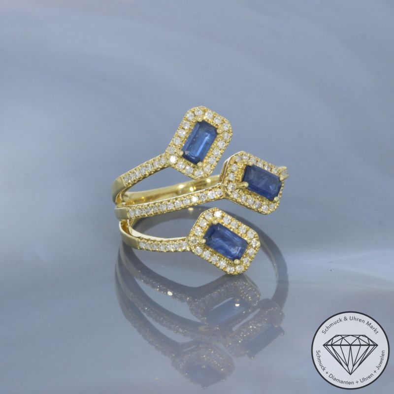 Wert 2850 € Brillant Saphir Ring in 750er 18 K Gelbgold - 99712