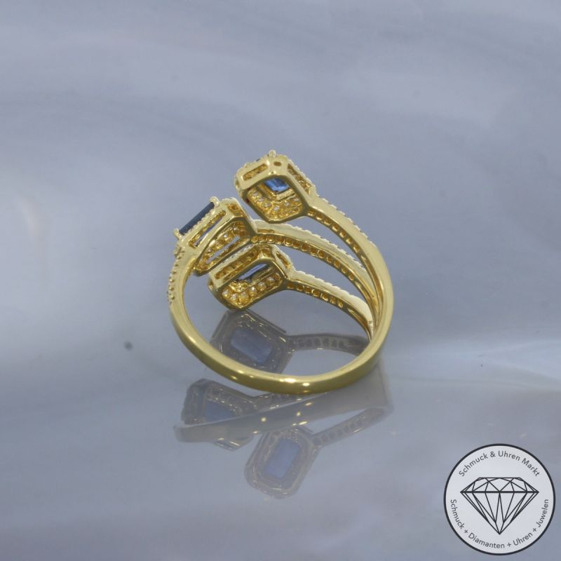 Wert 2850 € Brillant Saphir Ring in 750er 18 K Gelbgold - 99712
