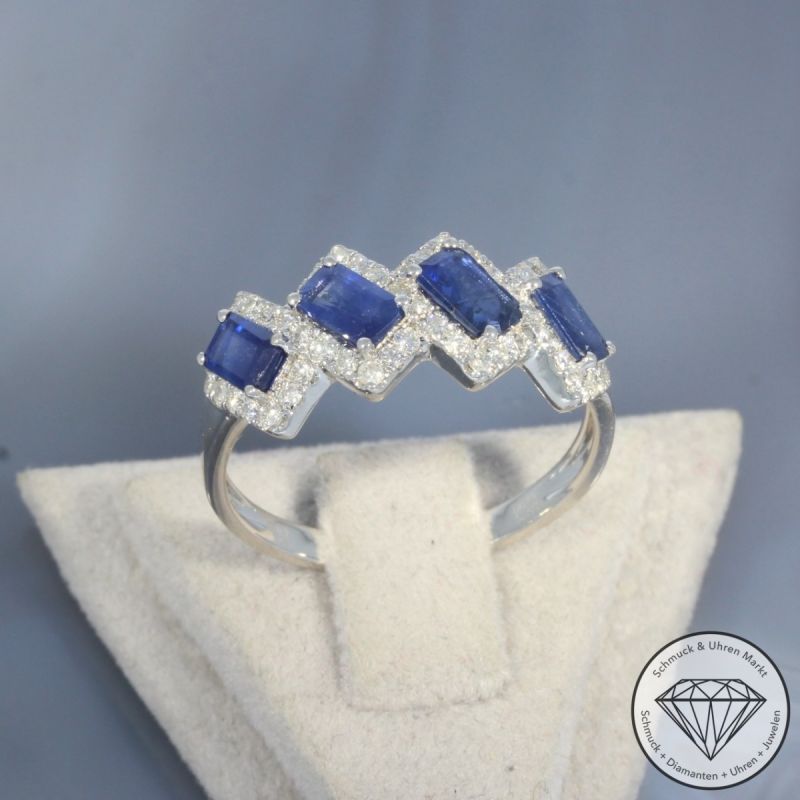 Wert 2350 € Brillant Saphir Ring in 750er 18 K Weißgold - 99713