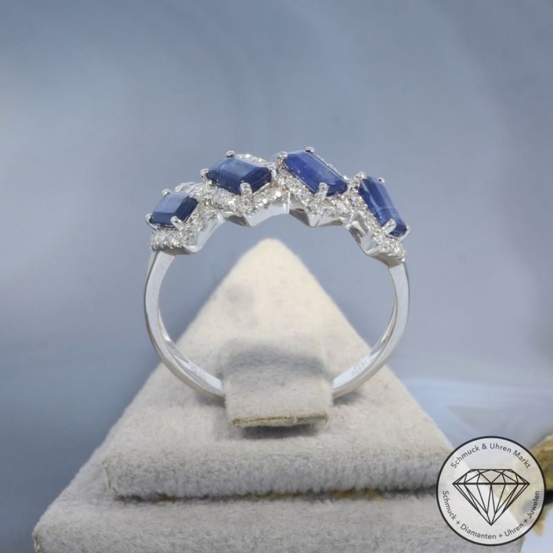 Wert 2350 € Brillant Saphir Ring in 750er 18 K Weißgold - 99713