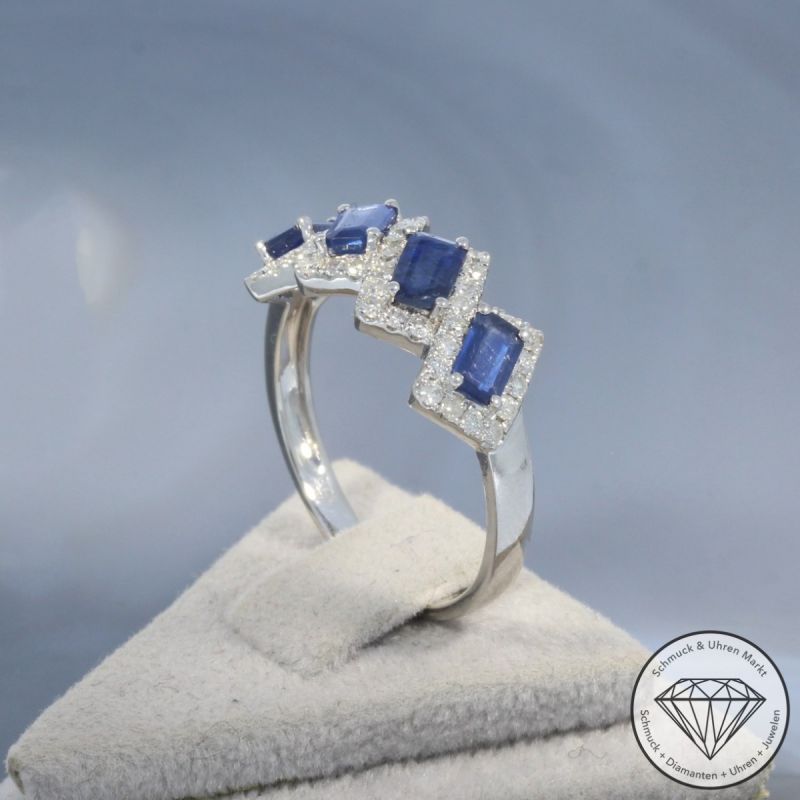 Wert 2350 € Brillant Saphir Ring in 750er 18 K Weißgold - 99713