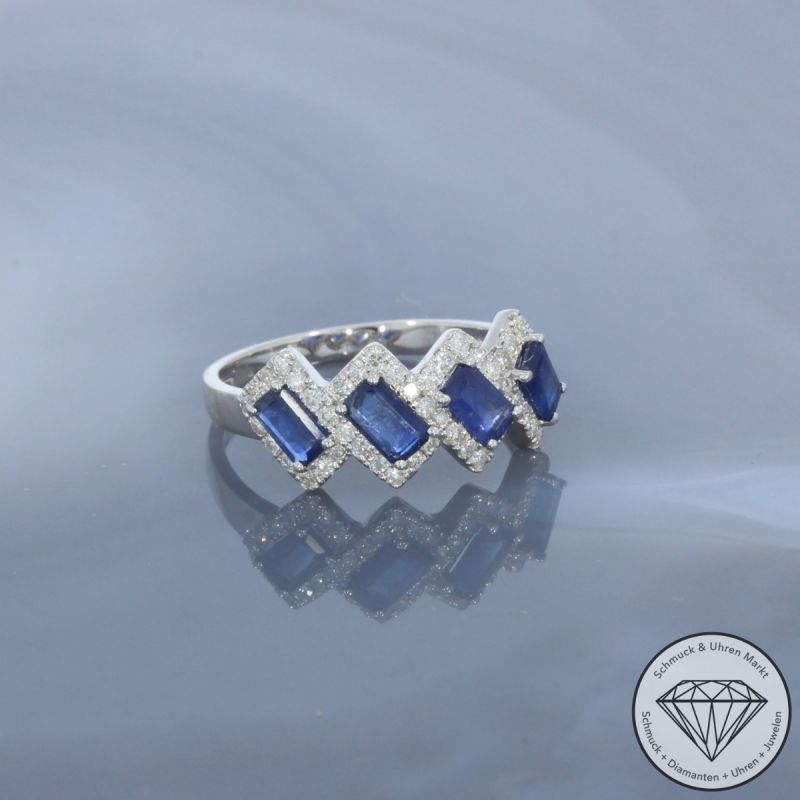 Wert 2350 € Brillant Saphir Ring in 750er 18 K Weißgold - 99713