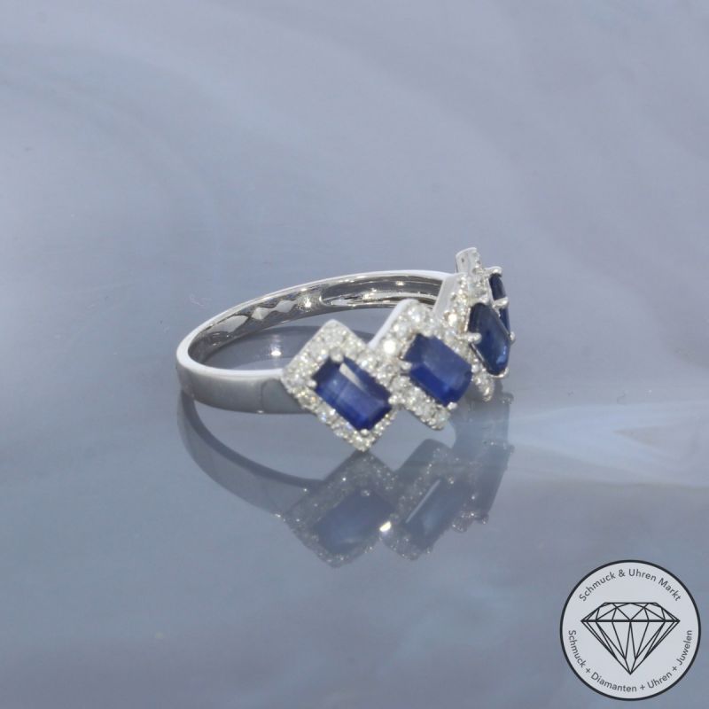 Wert 2350 € Brillant Saphir Ring in 750er 18 K Weißgold - 99713