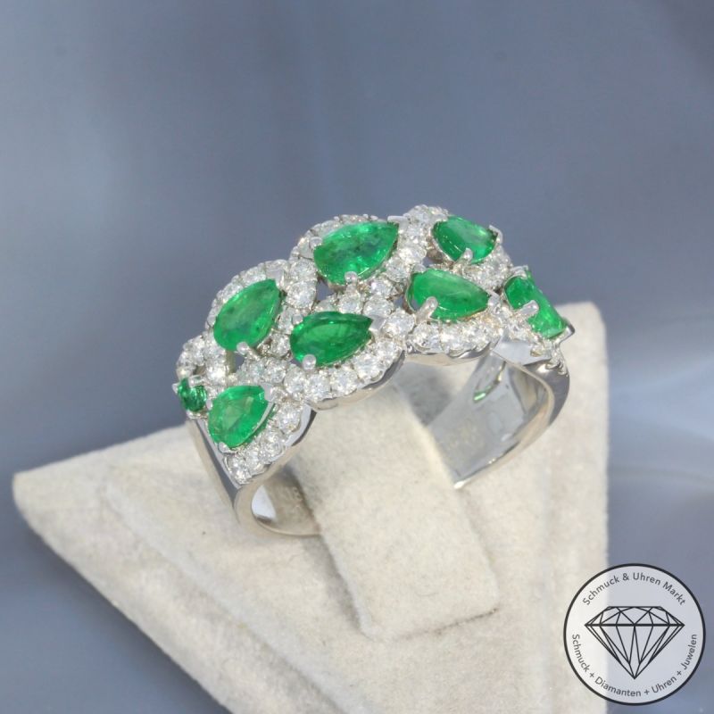 Wert 4350 € Brillant Smaragd Ring in 750er 18 K Weißgold - 99719