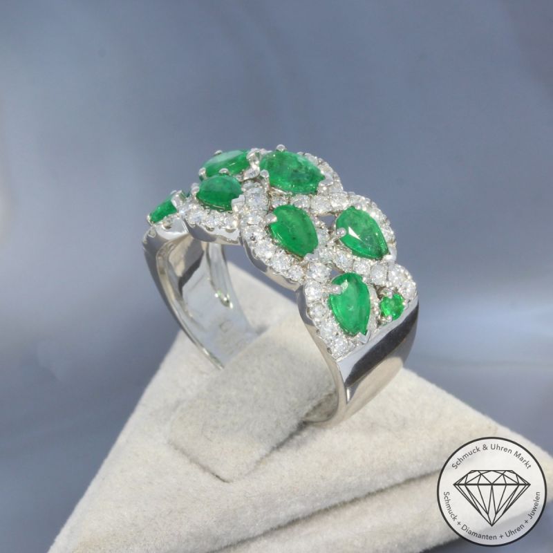 Wert 4350 € Brillant Smaragd Ring in 750er 18 K Weißgold - 99719