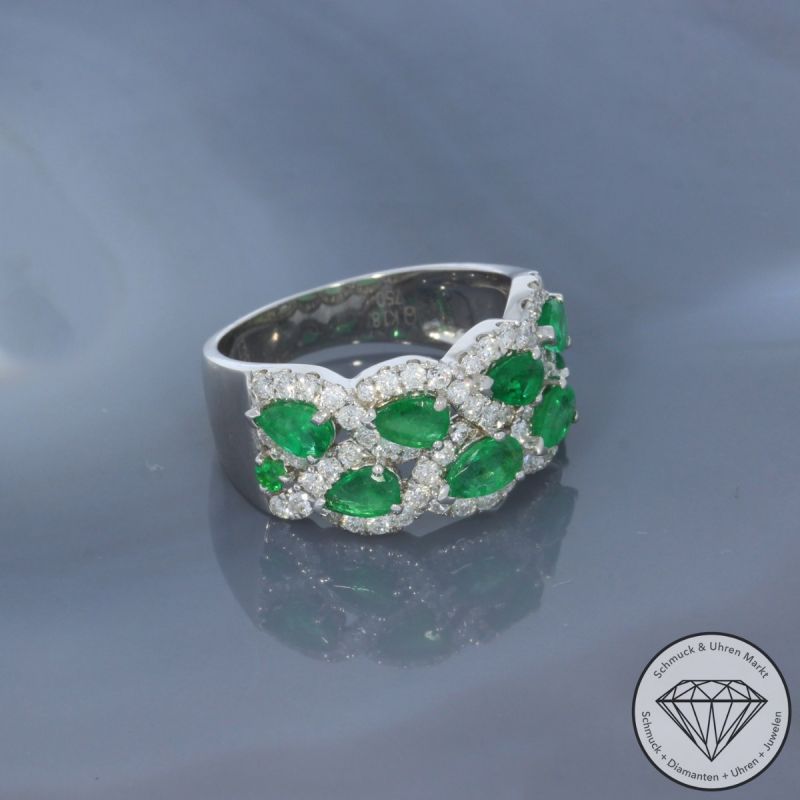 Wert 4350 € Brillant Smaragd Ring in 750er 18 K Weißgold - 99719