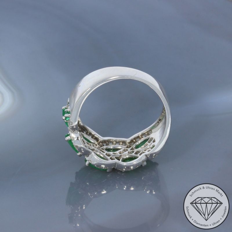 Wert 4350 € Brillant Smaragd Ring in 750er 18 K Weißgold - 99719