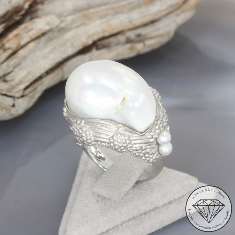 Wert 3490 € Brillant Perl Ring in 750er 18 K Weißgold - 99720
