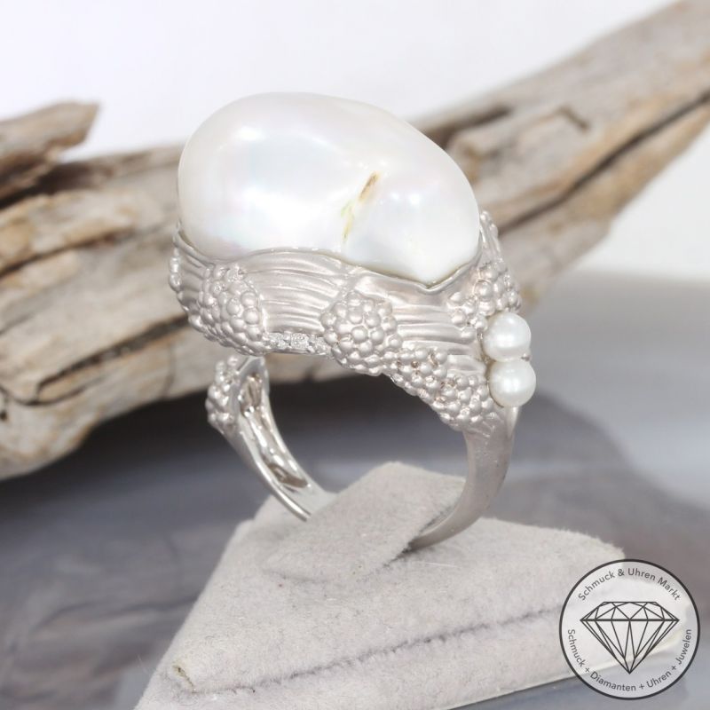 Wert 3490 € Brillant Perl Ring in 750er 18 K Weißgold - 99720