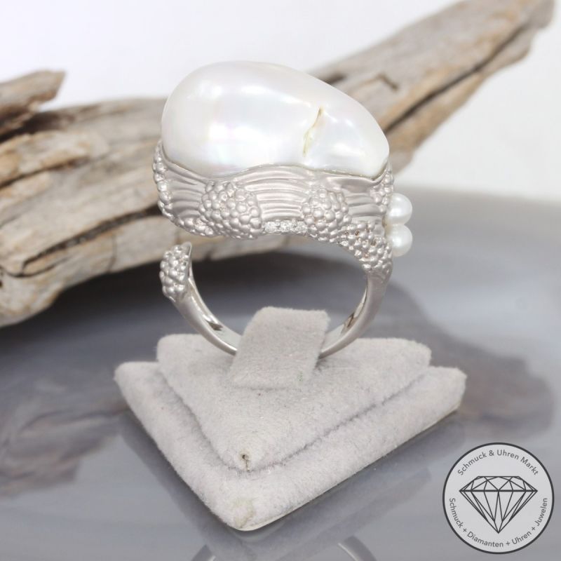 Wert 3490 € Brillant Perl Ring in 750er 18 K Weißgold - 99720