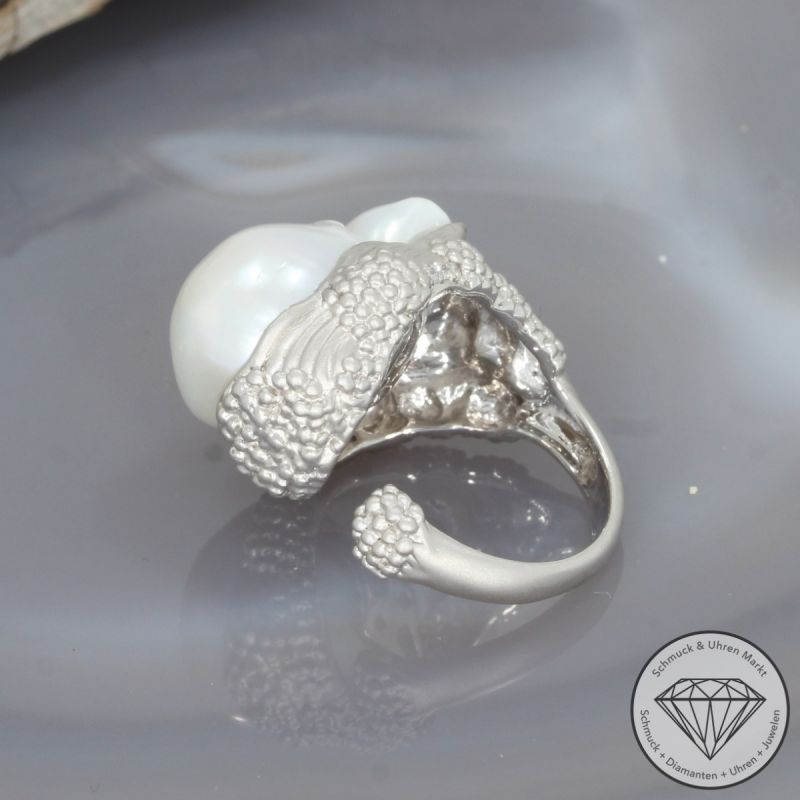 Wert 3490 € Brillant Perl Ring in 750er 18 K Weißgold - 99720