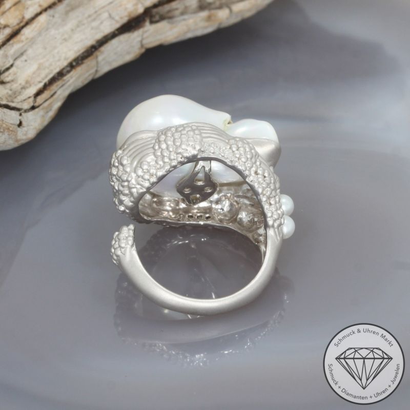 Wert 3490 € Brillant Perl Ring in 750er 18 K Weißgold - 99720