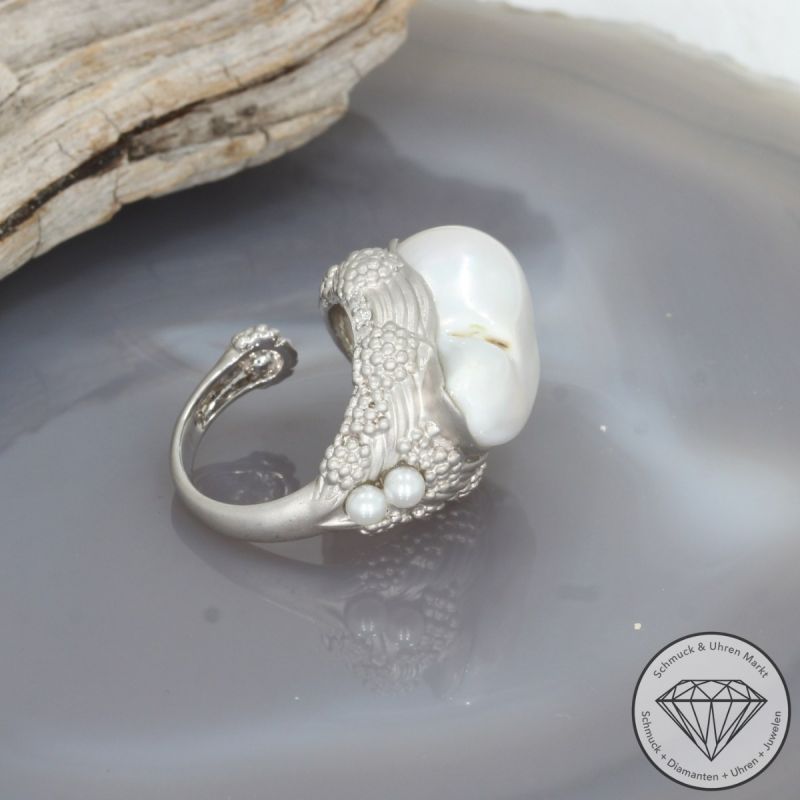 Wert 3490 € Brillant Perl Ring in 750er 18 K Weißgold - 99720