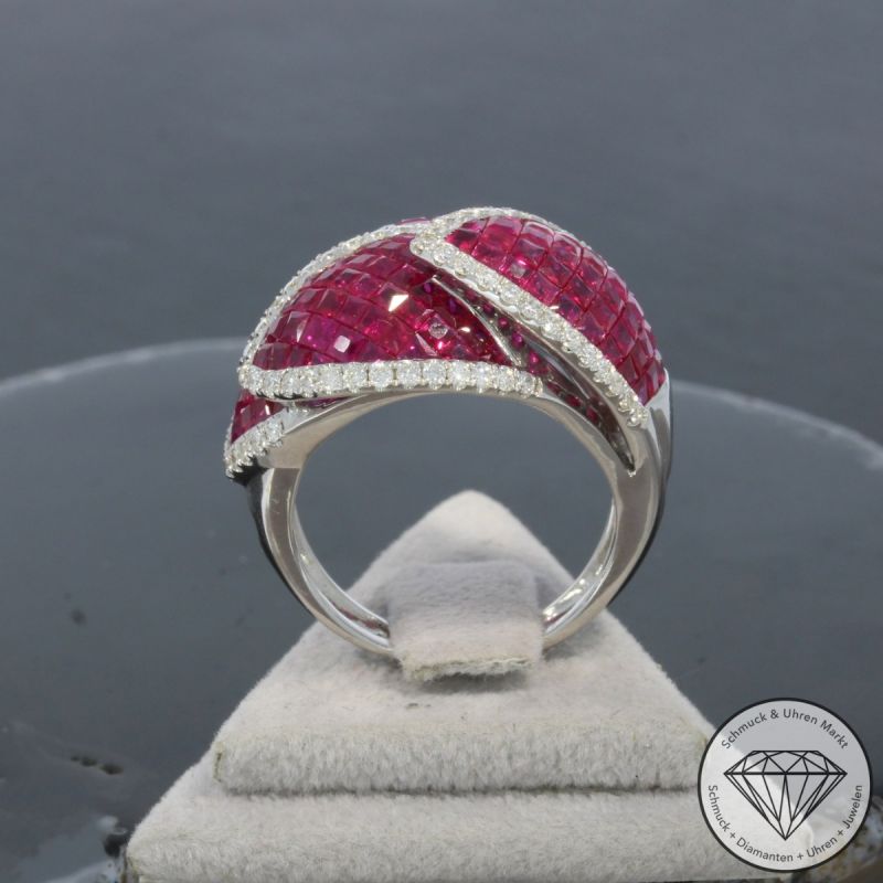 Wert 9850 € Brillant Rubin Ring in 750er 18 K Weißgold - 99724