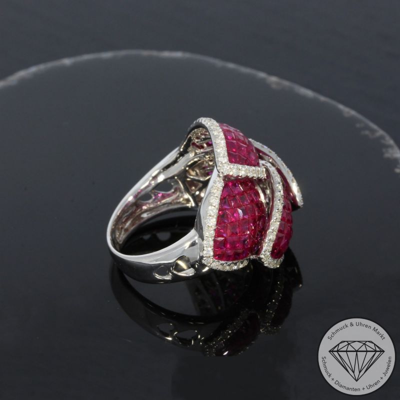 Wert 9850 € Brillant Rubin Ring in 750er 18 K Weißgold - 99724