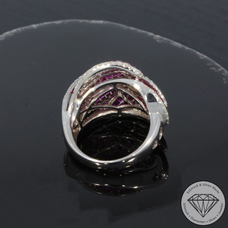 Wert 9850 € Brillant Rubin Ring in 750er 18 K Weißgold - 99724