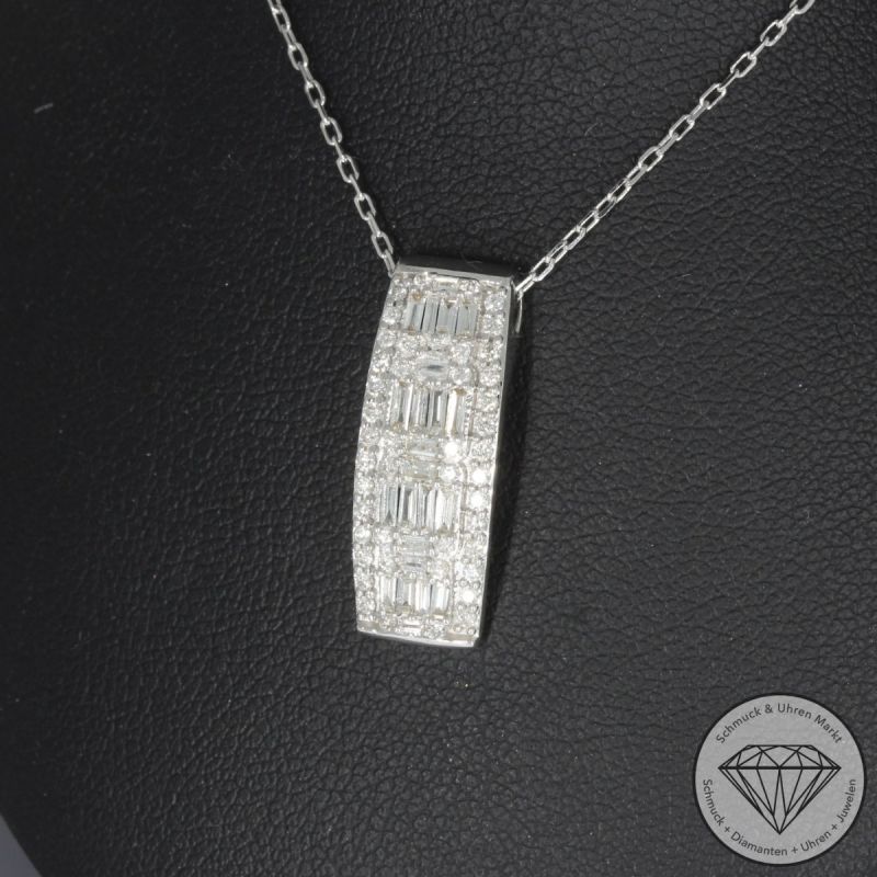 Wert 4250 € Brillant Diamant Anhänger mit Kette in 750er 18 K Weißgold - 99743