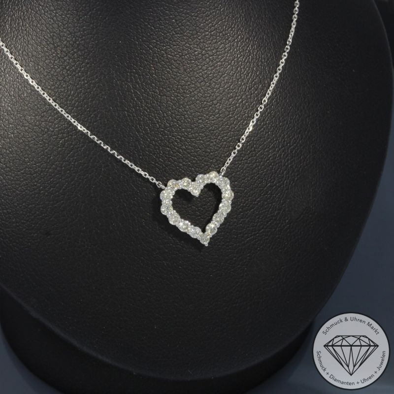 Wert 1850 € Brillant Herz Collier (0,52 carat) in 750er 18 K Weißgold - H1766