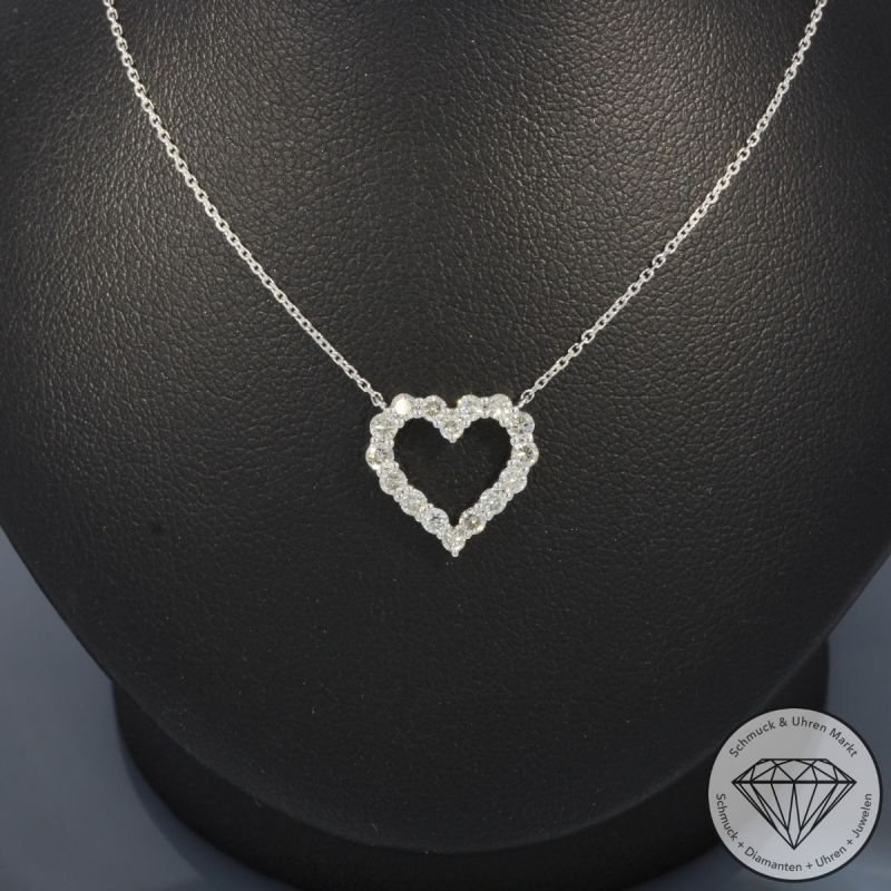 Wert 1850 € Brillant Herz Collier (0,52 carat) in 750er 18 K Weißgold - H1766