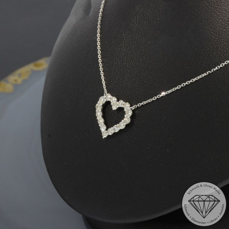 Wert 1850 € Brillant Herz Collier (0,52 carat) in 750er 18 K Weißgold - H1766